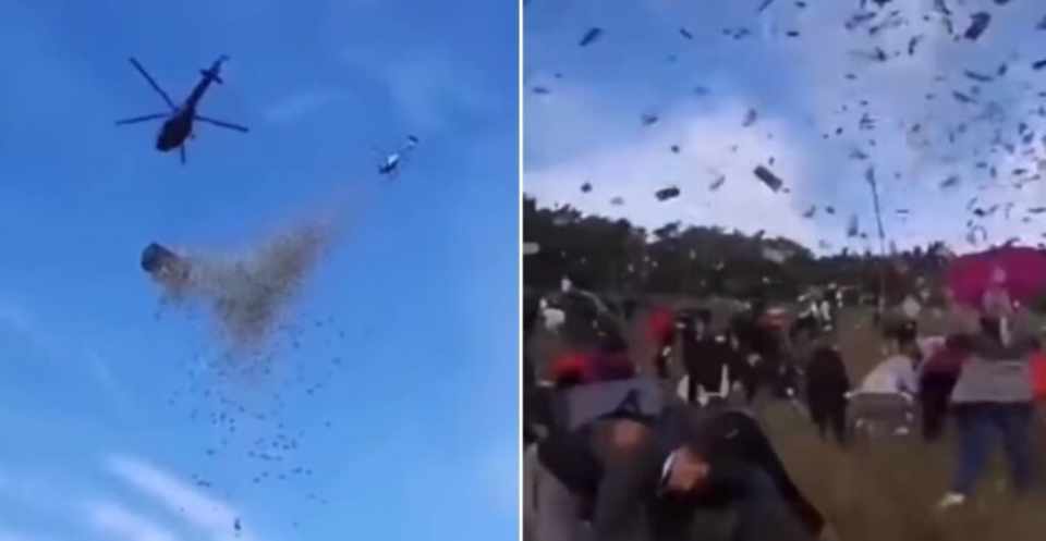 হেলিকপ্টার থেকে ছড়ানো হলো ১০ লাখ ডলার